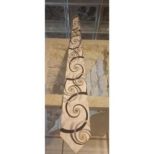 Enrico Capucci Pure Silk Tie White Geometric Rome Mens Classic Hand Made